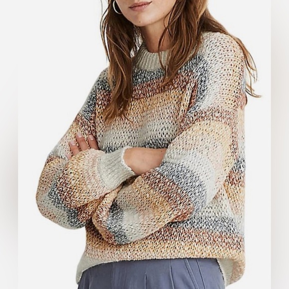 MADEWELL
STRIPE SQUASH BLOSSOM BALLOON SLV PULLOVER IN Small - Picture 1 of 7